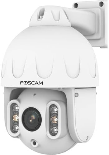 Foscam SD8EP 8 MP PoE PTZ Dome Überwachungskamera mit 4-Fach optischem Zoom, UHD-Videoqualität, HDR, für Innen- und Außenbereich, intelligenter Personen- und Fahrzeugerkennung