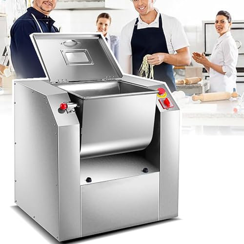 Dfdieratve Commercial Dough Mixer, Stainless Steel Dough Mixing Machine, Pizza Dough Flour Blender with Twisted Dragon-shaped Blade Heavy-Duty Stand Food Mixer(15KG/25KG Kneading Capacity),25kg Dough