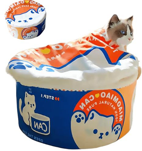 ZHUIYIWIN Katzenhöhle, Katzenbetten, Kuschelhöhle für Kätzchen, Bequemer Schlafplatz für Katzen Welpen, Plüsch Haus Indoor (Blau Orange, L)