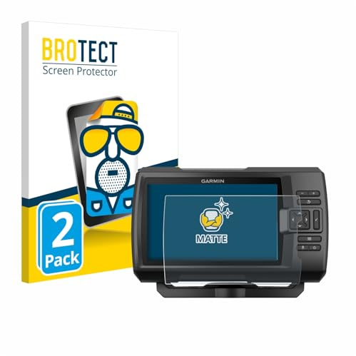 BROTECT Schutzfolie für Garmin Striker Plus 5cv | 2 Stück Entspiegelnder Displayschutz Made in Germany Matte Displayschutz-Folie Anti-Reflex Anti-Fingerprint Einfache Montage