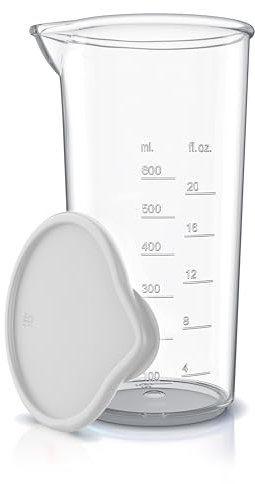 Arendo - Messbecher Kunststoff 600 ml – 20 Unzen – Klarsichtbecher transparent – ideal für elektrische Handmixer und Stabmixer – Trinkbecher