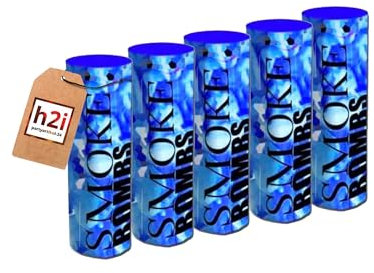 h2i Rauch Vulkan Fontäne | 5 Stück | Blau | 40 sek | Smoke Tube Rauchfackel Rauchtopf Rauchgenerator Rauchbombe mit dichtem kräftigem Rauch |B8| Ganzjahresfeuerwerk Kat T1/F1