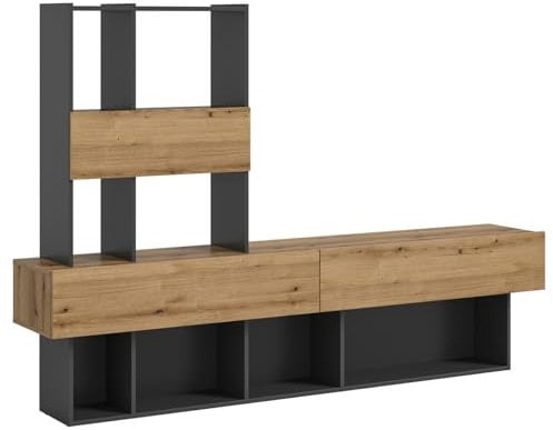 Inn.Furn Wohnwand grau und Evoke Evoke Schrankwand Wohnzimmermöbel Wohnzimmer 210 cm Lewis