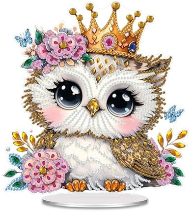 GZYYANG Diamond Painting Tischdeko, Eule Diamond Painting Kinder, 5D Diamant Painting Bilder Tischdeko for Beginners, Adults and Children