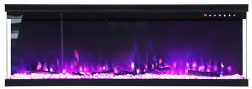 Warmiehomy Electric Fire 70inch/177.8cm 3D Effect Media Wall Fireplace Recessed/Freestanding Electric Fireplace with 9 Colors LED Flame Effect, Touch Remote Control & Overheat Protection