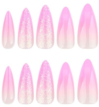 Trendy Long Pointed Artificial Nails False Nails Acrylic Stick On Nails Manicure Nails Accesories For Everyday
