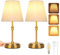 Glowlit Cordless Table Lamp Set of 2, 6000 mAh Rechargeable Lamp with Touch Control & Fabric Shade, Gold Metal Base, 2700k Warm White Dimmable Cordless Table Lamps for Home Bedroom Living Room