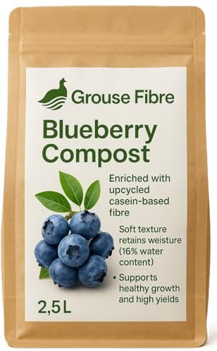 Blueberry Compost for Potting Up Young and Mature Plants. 2.5L pouch. Premium Acidic Growing Mix with Protein Fibre Additive | Also Perfect for Seeds, Pots, Planters & Raised Beds