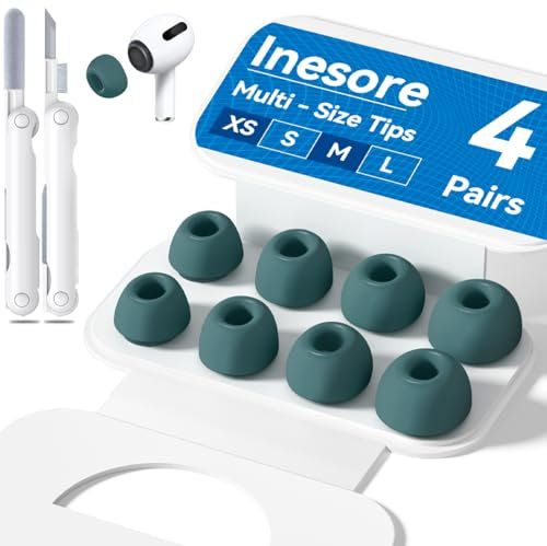 4-Pair Replacement Ear Tips for AirPods Pro 2nd/1st Generation with Portable Storage Box,Noise Reduction Holewith & Built-in dust Guard Screen,Silicone Ear Tips for Apple AirPods Pro (P-Green)