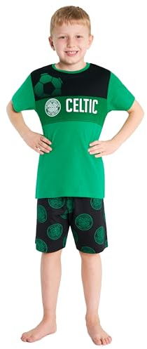 Get Trend Celtic F.C. Pyjamas for Boys Teens Short Football PJs Breathable Nightwear Loungewear Sleepwear Boys Gifts (13-14 Years, Green/Black Celtic)