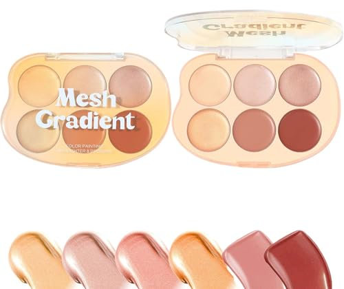 Uhngw Palette Blush e Illuminante - 6 Bronzer Viso Palette Illuminante | Trucco Cremine Sfumabile A Lunga Per Donna Pelli Mature Facile Da Sfumare