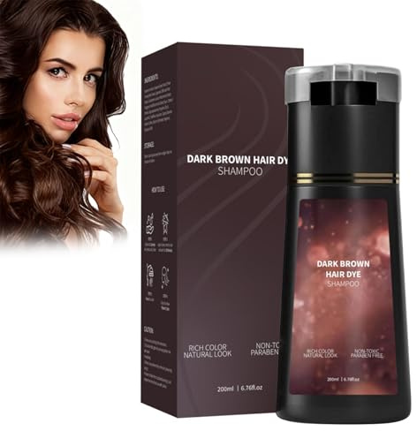 Hellbraun Haarfärbeshampoo für Graues Haar, Sofort Haarfarben Shampoo für Männer und Frauen, Botanical Formulation No Hair Damage No Bleach, 2in1(Dunkles Braun)