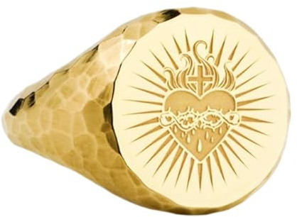 WORLD WIDE GEMS Siegelring aus 925er-Sterlingsilber, gehämmerter vergoldeter Münzring, handgefertigter symbolischer Schmuck, bedeutungsvolle Liebe und Schutz für Damen und Herren, luxuriöses