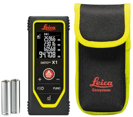 Leica DISTO X1 – robuster Laser Entfernungsmesser (IP65), 100m Reichweite | mit NFC und Bluetooth (App-Nutzung) – für zuverlässige Messungen unter anspruchsvollen Bedingungen