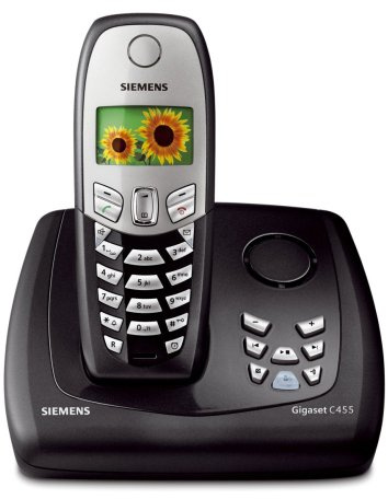 Siemens Gigaset C455 Colour, Schnurloses DECT-Telefon mit Farbdisplay und integriertem Anrufbeantworter, schwarz