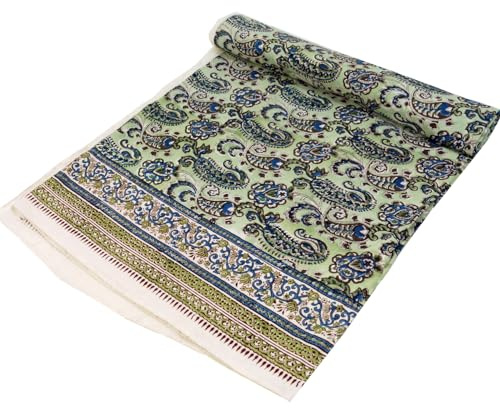GURU SHOP Blockdruck Tagesdecke, Bett & Sofaüberwurf, Handgearbeiteter Wandbehang, Wandtuch - Design 18, Size:Single 150x200 cm
