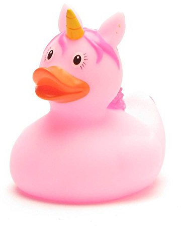 Quietscheente Einhorn I Badeente I L: 8,5 cm I inkl. Badeenten-Schlüsselanhänger im Set
