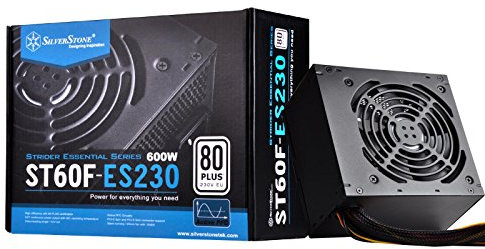 SilverStone SST-ST60F-ES230 - Serie Strider Essential, 600W 80 Plus 230V EU ATX PC Fuente de alimentación, 120mm
