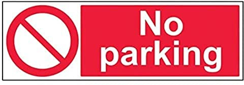 V Safety No Parking Prohibition Sign - 600mm x 200mm - 1mm Rigid Plastic