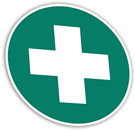 Cartello adesivo in PVC Ø cm 12,5 Infermeria Pronto Soccorso Cassetta Medica