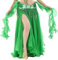 YuanDian Damen Chiffon Einfarbig Professionelle Tänzerin Bauchtanz Spliss Öffnungs Swing Long Rock Tanzkostüm Bauch Dance Kleid Dunkel Grün (Nicht inbegriffen ist Gürtel)