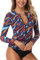 AXESEA Damen long sleeve rash guard upf 50+ uv-sonnenschutz mit reißverschluss badeanzug shirt gedruckt surfen hemd top us 14 (lesen verkäufer größentabelle in bild) orange