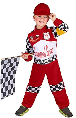 DEGUISE TOI Formel 1 Rennfahrer Kostüm für Kinder schwarz-Weiss-rot - Rot