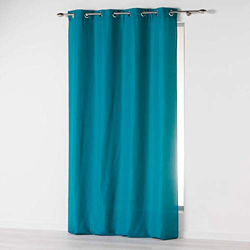 douceur d'intérieur, Rideau à Oeillets (140 x 260 cm) Absolu Bleu, Microfibre