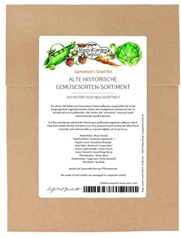 Magic Garden Seeds - Edles Samenset mit 8 seltenen historischen Gemüsesorten - Gemüsesamen alte Sorten - Saatgut Raritäten - Gemüse Samen - Pflanzensamen für den Garten