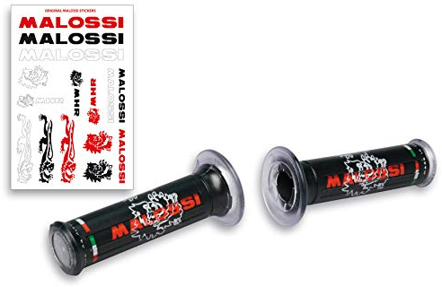 MALOSSI 6914575B0 per Scooter 2 manopole nere Ø30 con logo Malossi tribale