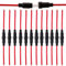 FULARR® 12Pcs Professionnel 6X30mm Voiture Verre Tube Porte-Fusible, 32V 20A Porte-Fusible de Type à Vis en Ligne, avec 16 AWG Fils –– Noir
