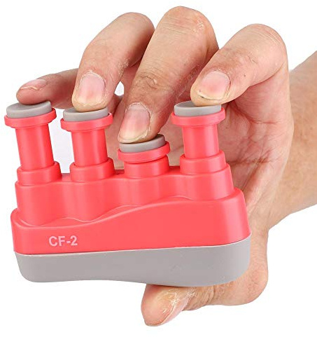 Fingerstärker, Tragbarer Fingertrainer mit variabler Spannkraft, Handfinger Stärke Trainingsgerät für Kinder, Senioren und Therapie, Rot
