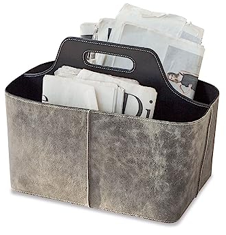 Loberon Porte-revues Vecmont - H/L/P env. 30/32 / 18 cm - Gris Vieilli - Cuir de Buffle, Gris Vieilli