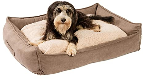 JAMAXX Premium Hundebett Orthopädisch Memory Visco Schaum Waschbar Wendekissen Wasserabweisend/Hundekörbchen Weicher Samtartiger Sofa Stoff Hundekissen Hundekorb PDB2002 (90x70 (M), braun