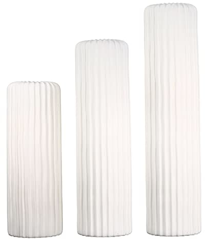 Casablanca Vase - Fjord - aus Keramik weiß matt mit Rillenstruktur H. 76 cm