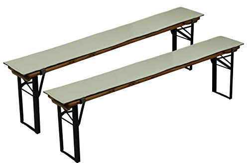Sensalux Bierbankauflagen, 2er Set, Klettverschluss, Polster für Bierzeltgarnitur, Auflage Grau - Weiß 220cm x 25cm