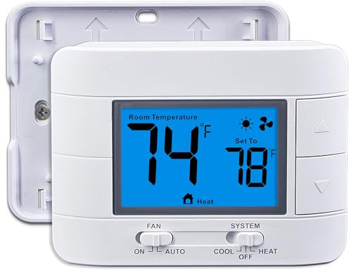 Aowel Non-Programmable Thermostats for Home, up to 1 Heat/ 1 Cool, DIY Install, C-Wire Not Required