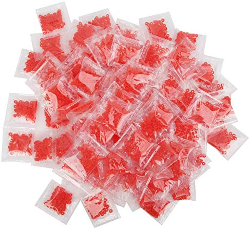 100 Beutel Gummiband Angeln Pellet Köder mit Rot 100 Beutel Regenwurm Pellet Ledertasche Gummiband zum Angeln Red Bug Köder Red Bug Clip(3 * 1mm)