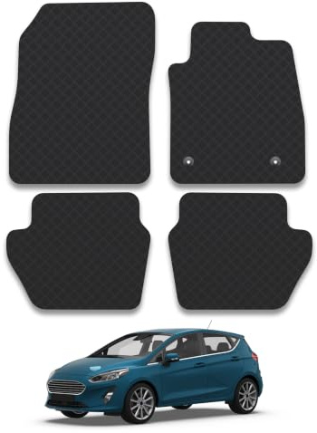 Fits Ford Fiesta (2017-2023) 3mm Rubber Car Mats | Tailored Fit Carpet Floor Mats non Slip Black Trim Full Coverage Compatible Accessory Front Rear Anti Slip