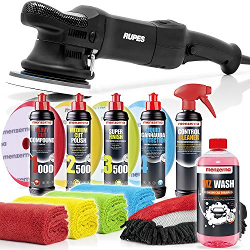 detailmate Polierset: Rupes Exzenter Poliermaschine LHR15ES + Menzerna: HCC1000 + MCP2500 + SF3500 + Liquid Carnauba Protection + Control Cleaner + MZ Wash + Foam Pads 4 Mikrofasertücher
