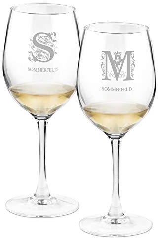 Maverton Weingläser mit Gravur für Paare 350 ml - 2er Wein Gläser Set - personalisierte Geschenke - Rotweingläser Weißweingläser - Hochzeitsgeschenk - Hochzeitstag
