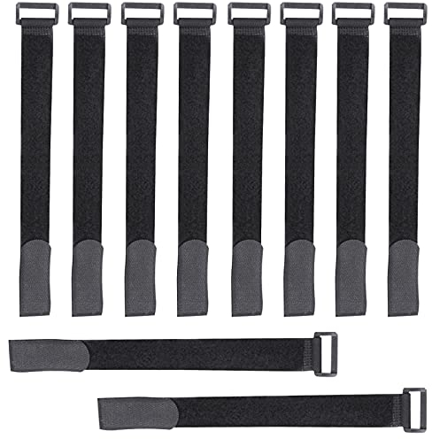 Zeaye 10 Pack-300 mm x 25 mm Hook and Loop Straps Cable Ties Organizer Fastener,Adjustable Reusable Cable Straps（Black）