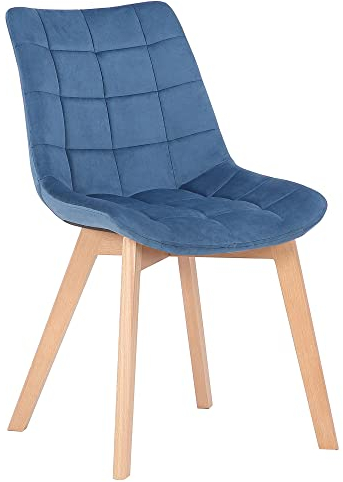 CLP Esszimmerstuhl Passaic Samt, Gesteppter Polsterstuhl mit Bodenschonern, Belastbarkeit von 150 kg, Farbe:blau