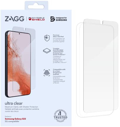 ZAGG InvisibleShield Ultra Clear+ Schutzfolie für Samsung Galaxy S22 6,1 Zoll, farblos, Einheitsgröße