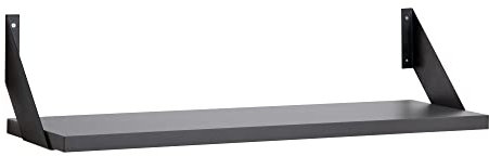 Wandregal mit Regalwinkeln, Regalboden Breite 60, 80 o. 100cm wählbar, T25xH2,5cm, Schweberegal versch. Farben Büroregal Wandboard Bücherregal Regal Büro, Laden, Flur (Breite 80cm, Anthrazit)