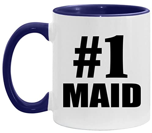 Designsify Gifts, Number One #1 Maid, 11oz Accent Coffee Mug Purple Ceramic Tea-Cup with Handle - for Birthday Anniversary Christmas Mothers Day Fathers Day Party, to Men Women Him Her Friend Mom