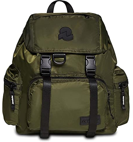 Invicta Rucksack, Tagespack, Daypack, mit Laptopfach für Ausflüge, Pendeln, Büro Uni, Damen, mit Trinkflaschenfach und Schlüsselring, recyceltes Material, grün