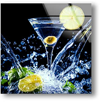 Myphotostation Décoration murale en verre trempé pour cuisine cocktail 71 x 45 cm (l x H) - Décoration murale moderne sur verre trempé - Décoration murale de restaurant