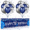 Blau 70. Geburtstag Dekoration für Männer und Frauen, marineblaues Silber Happy 70. Geburtstag Yard Banner, blau Luftballons zum 70. Geburtstag für Partydekorationen zum 70. Geburtstag