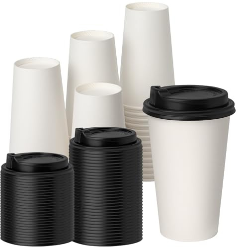 YEEHAW 16 oz Disposable Coffee Cups with Lids 100 Pack